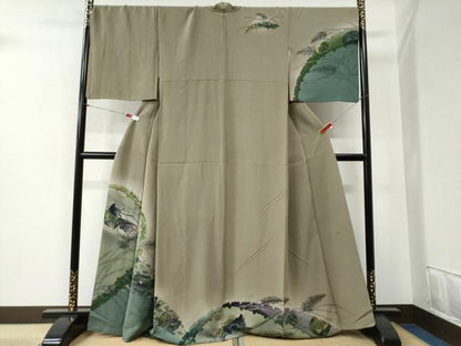 平和屋着物●訪問着 作家物 手描き 十二単 雪輪人物吉祥花文 暈し染め 正絹 逸品 CABB4532yc