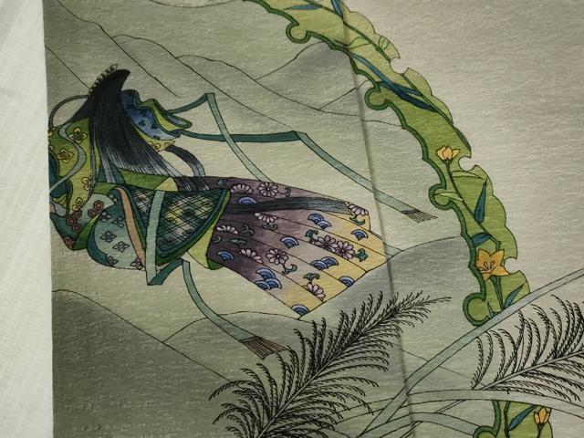 平和屋着物●訪問着 作家物 手描き 十二単 雪輪人物吉祥花文 暈し染め 正絹 逸品 CABB4532yc
