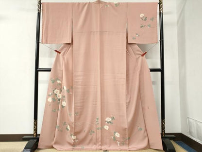 平和屋着物●本加賀友禅作家 金丸明広 訪問着 作家物 枝花文 ロング丈 正絹 逸品 未使用 CABB4533yc