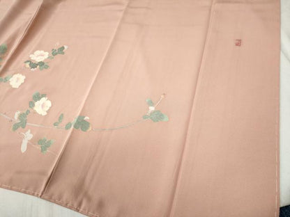 平和屋着物●本加賀友禅作家 金丸明広 訪問着 作家物 枝花文 ロング丈 正絹 逸品 未使用 CABB4533yc