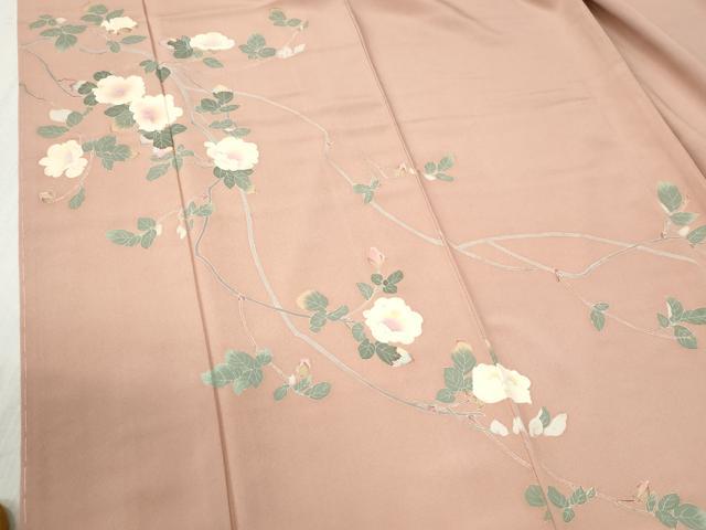 平和屋着物●本加賀友禅作家 金丸明広 訪問着 作家物 枝花文 ロング丈 正絹 逸品 未使用 CABB4533yc