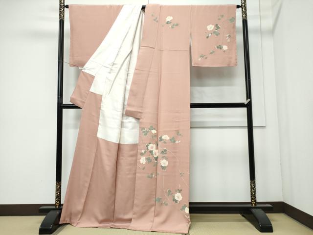 平和屋着物●本加賀友禅作家 金丸明広 訪問着 作家物 枝花文 ロング丈 正絹 逸品 未使用 CABB4533yc