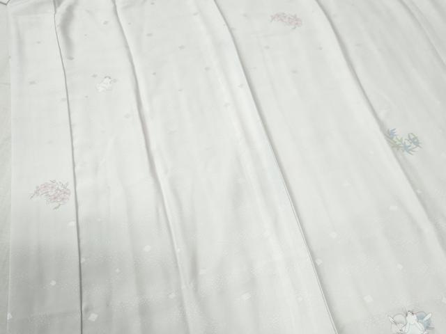 平和屋着物●長襦袢 無双仕立て 兎 草花丸文 正絹 逸品 CABB4542yc