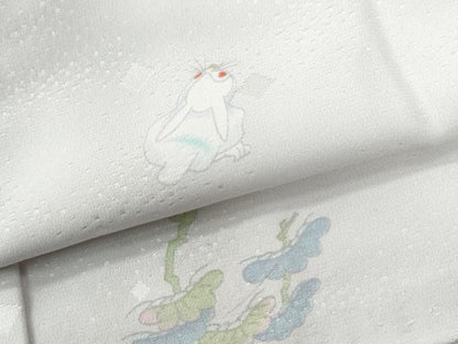 平和屋着物●長襦袢 無双仕立て 兎 草花丸文 正絹 逸品 CABB4542yc