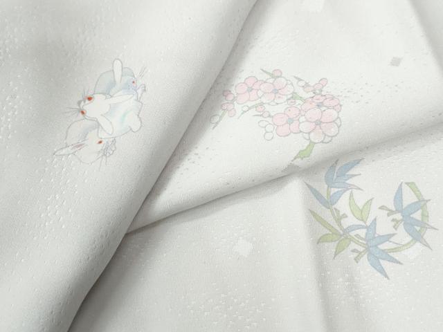 平和屋着物●長襦袢 無双仕立て 兎 草花丸文 正絹 逸品 CABB4542yc