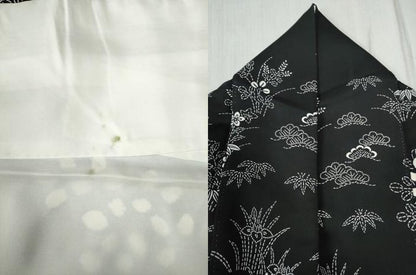 平和屋着物●訪問着 絞り 流水松竹梅風景花文 黒地 正絹 逸品 CABB4544yc