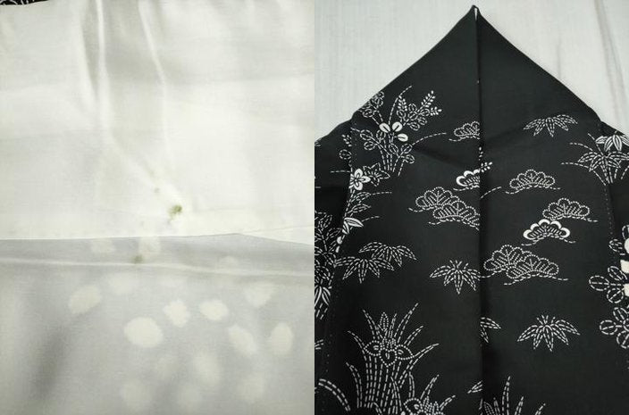 平和屋着物●訪問着 絞り 流水松竹梅風景花文 黒地 正絹 逸品 CABB4544yc