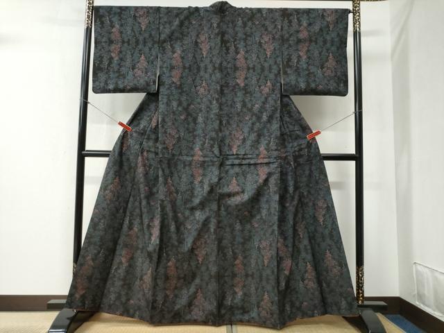 平和屋着物●本場大島紬 7マルキ 樹林文 正絹 逸品 CABB4545yc