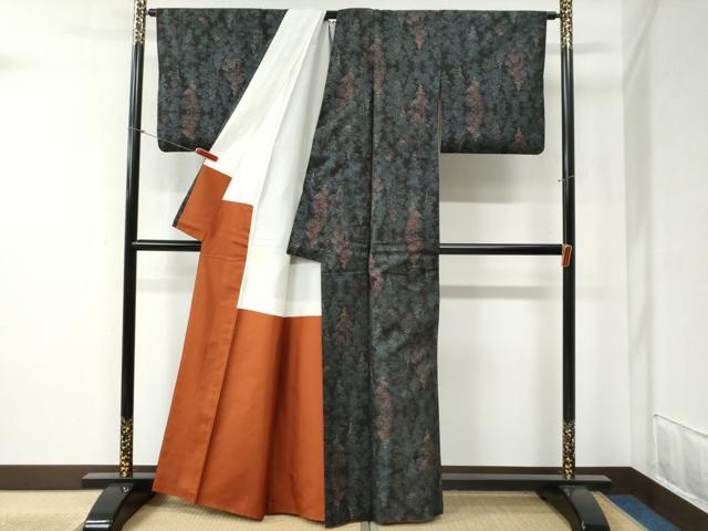 平和屋着物●本場大島紬 7マルキ 樹林文 正絹 逸品 CABB4545yc