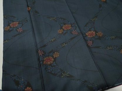 平和屋着物●本場大島紬 7マルキ 草花文 正絹 逸品 未使用 CABB4546yc