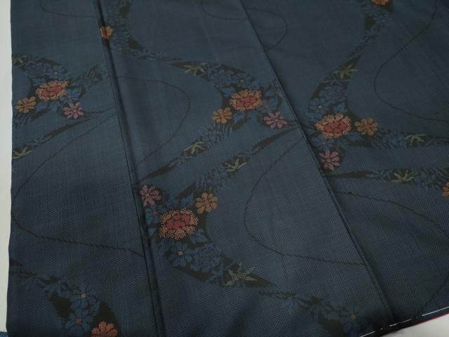 平和屋着物●本場大島紬 7マルキ 草花文 正絹 逸品 未使用 CABB4546yc