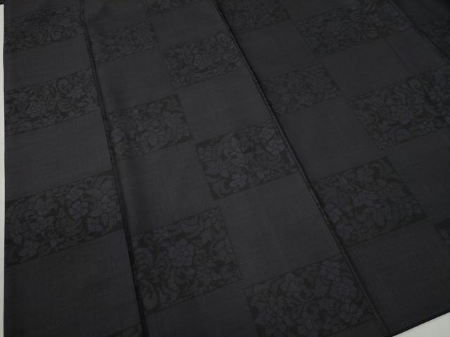 平和屋着物●本場大島紬 9マルキ 変わり市松更紗花唐草文 正絹 逸品 CABB4547yc