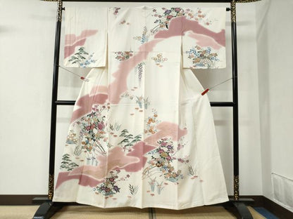 平和屋着物●訪問着 駒刺繍 霞花車文 暈し染め 金彩 正絹 逸品 CABB4548yc