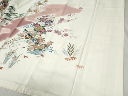 平和屋着物●訪問着 駒刺繍 霞花車文 暈し染め 金彩 正絹 逸品 CABB4548yc