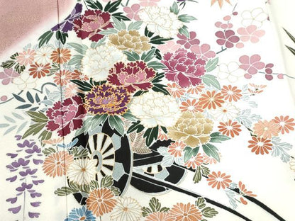 平和屋着物●訪問着 駒刺繍 霞花車文 暈し染め 金彩 正絹 逸品 CABB4548yc