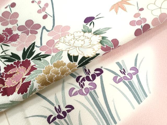 平和屋着物●訪問着 駒刺繍 霞花車文 暈し染め 金彩 正絹 逸品 CABB4548yc