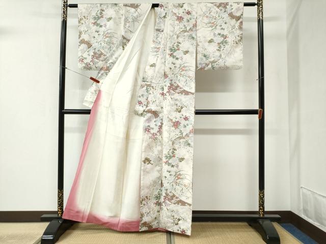 平和屋着物●本場染大島紬 手描き 吉祥草花文 正絹 逸品 CABB4551yc
