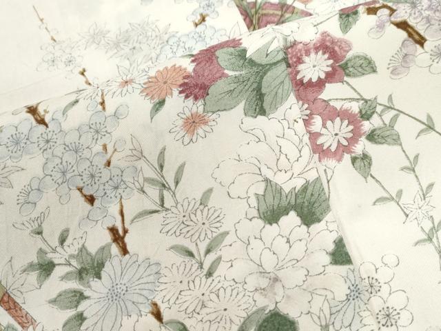 平和屋着物●本場染大島紬 手描き 吉祥草花文 正絹 逸品 CABB4551yc