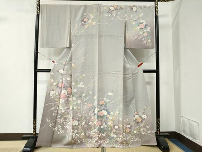 平和屋着物●訪問着 友禅 草花文 暈し染め 正絹 逸品 CABB4553yc
