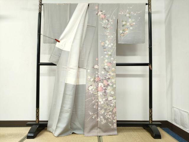 平和屋着物●訪問着 友禅 草花文 暈し染め 正絹 逸品 CABB4553yc