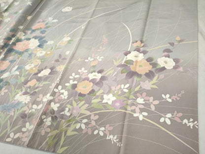 平和屋着物●訪問着 友禅 草花文 暈し染め 正絹 逸品 CABB4553yc