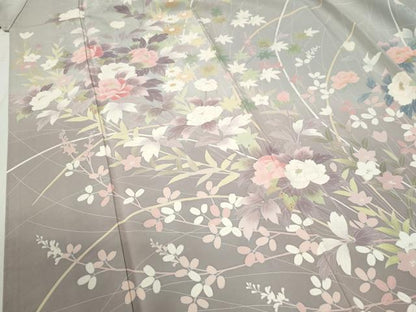 平和屋着物●訪問着 友禅 草花文 暈し染め 正絹 逸品 CABB4553yc