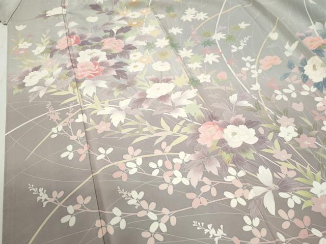平和屋着物●訪問着 友禅 草花文 暈し染め 正絹 逸品 CABB4553yc