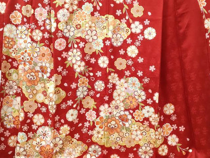 平和屋着物●豪華振袖 雲取り牡丹花文 ラメ糸 金彩 正絹 逸品 CABB4557yc