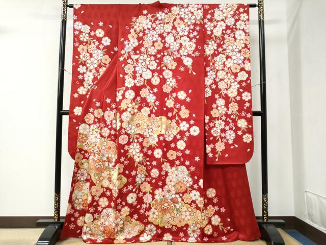 平和屋着物●豪華振袖 雲取り牡丹花文 ラメ糸 金彩 正絹 逸品 CABB4557yc