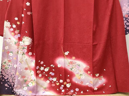 平和屋着物●豪華振袖 駒刺繍 雪輪毬舞花文 暈し染め 金彩 正絹 逸品 CABB4558yc