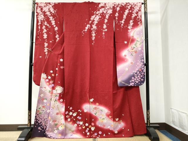 平和屋着物●豪華振袖 駒刺繍 雪輪毬舞花文 暈し染め 金彩 正絹 逸品 CABB4558yc