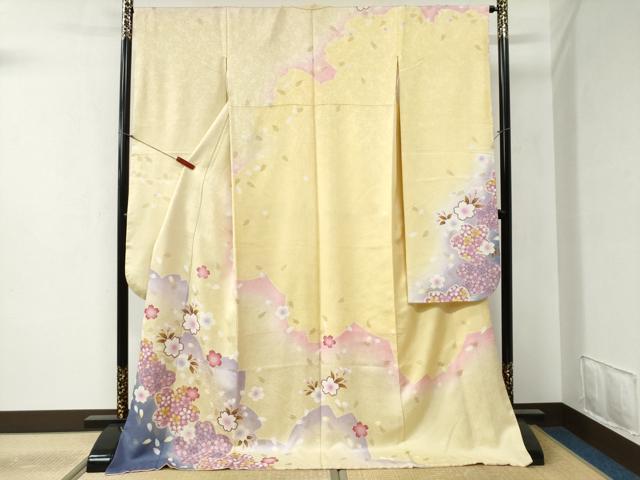 平和屋着物●豪華振袖 舞桜文 暈し染め 金彩 正絹 逸品 CABB4559yc