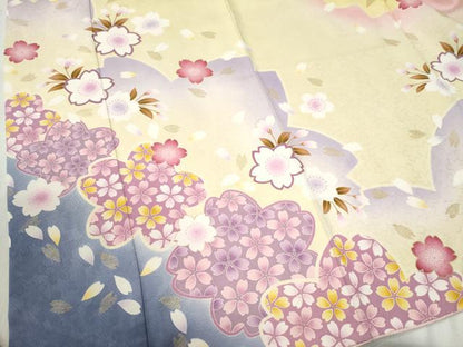 平和屋着物●豪華振袖 舞桜文 暈し染め 金彩 正絹 逸品 CABB4559yc