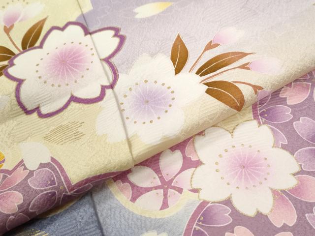 平和屋着物●豪華振袖 舞桜文 暈し染め 金彩 正絹 逸品 CABB4559yc