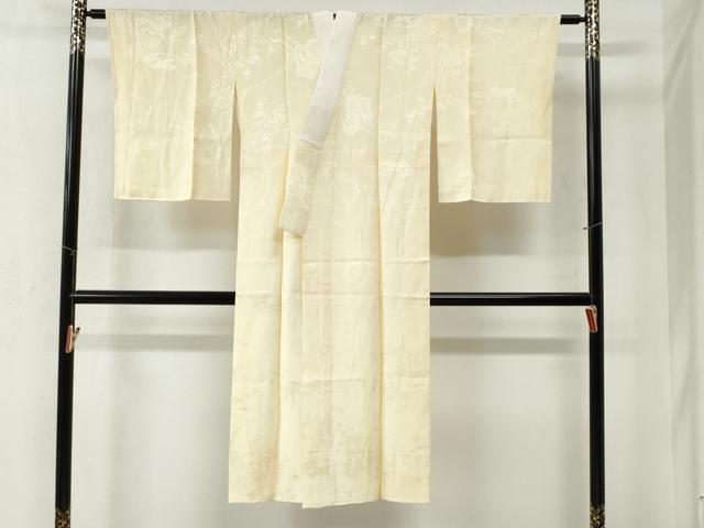 平和屋着物●長襦袢　袷　流水地紙御所車花地紋　蜂蜜色　正絹　逸品　未使用　CABB4566yc