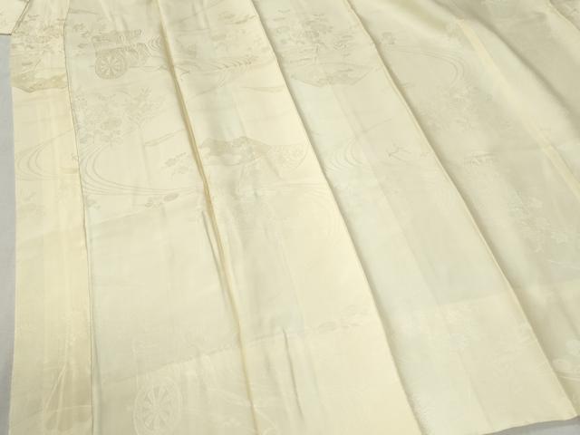 平和屋着物●長襦袢　袷　流水地紙御所車花地紋　蜂蜜色　正絹　逸品　未使用　CABB4566yc