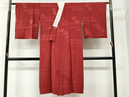 平和屋着物●長襦袢 無双仕立て エ霞舞花地紋 蘇芳色 やまと誂製 正絹 逸品 CABB4567yc