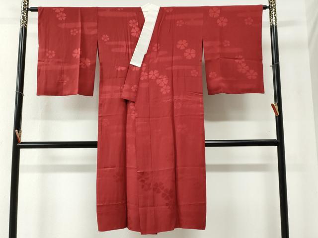 平和屋着物●長襦袢 無双仕立て エ霞舞花地紋 蘇芳色 やまと誂製 正絹 逸品 CABB4567yc