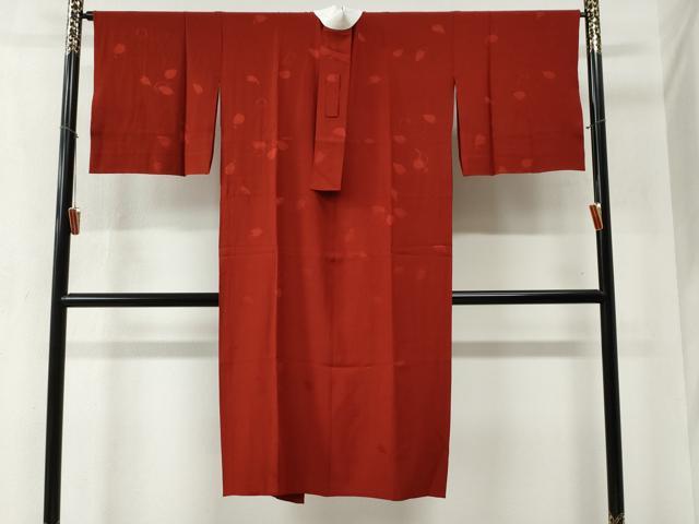 平和屋着物●長襦袢 無双仕立て 舞花弁地紋 紅海老茶色 正絹 逸品 CABB4568yc
