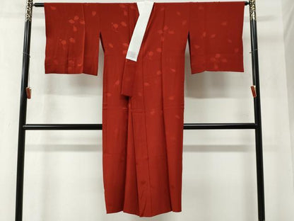 平和屋着物●長襦袢 無双仕立て 舞花弁地紋 紅海老茶色 正絹 逸品 CABB4568yc