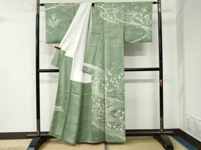 平和屋着物○創業460年・千總 訪問着 絞り 流水雲取り風景