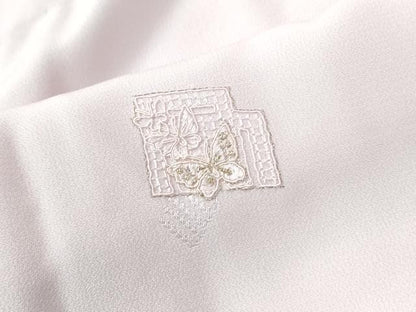 平和屋着物●中国三大刺繍　スワトウ刺繍　長襦袢　無双仕立て　源氏香花蝶文　淡紅藤色　金糸　正絹　逸品　CABB4570yc