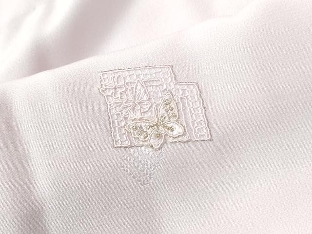 平和屋着物●中国三大刺繍　スワトウ刺繍　長襦袢　無双仕立て　源氏香花蝶文　淡紅藤色　金糸　正絹　逸品　CABB4570yc