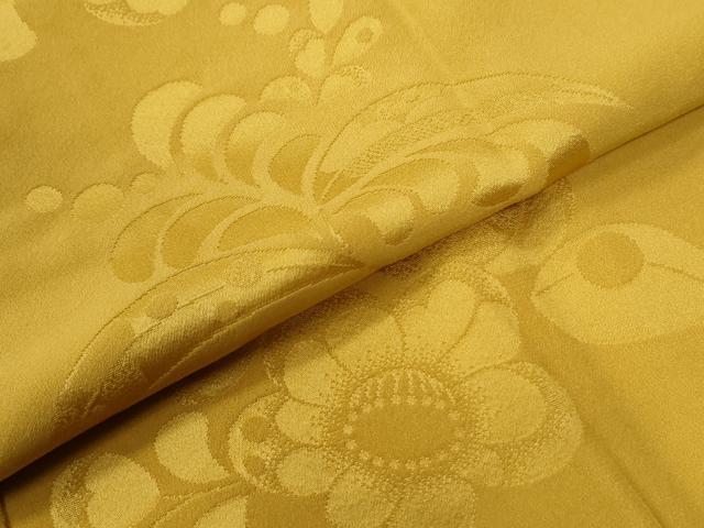 平和屋着物●長襦袢 袷 辻が花地紋 鬱金色 半衿刺繍 正絹 逸品 CABB4573yc