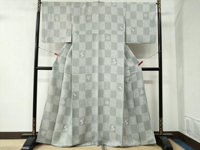 平和屋着物●上質な小紋　市松舞花文　金彩　正絹　逸品　CABB4576yc