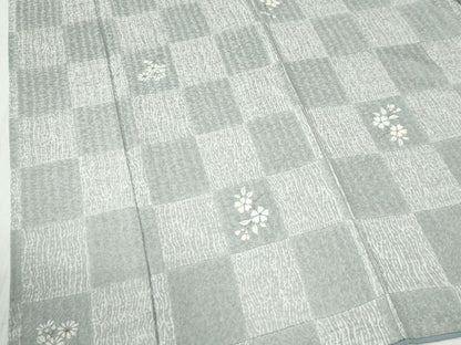 平和屋着物●上質な小紋　市松舞花文　金彩　正絹　逸品　CABB4576yc