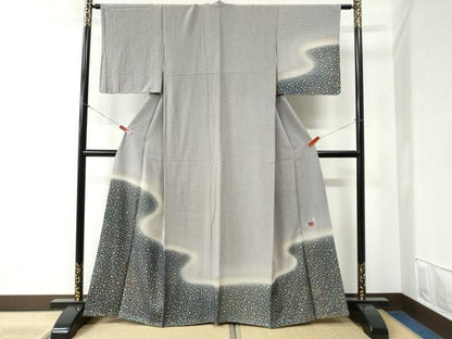 平和屋着物●国際的伝統工芸作家　十二代・藤林徳扇　苑寿　訪問着　霰文　暈し染め　金銀彩　正絹　逸品　CABB4579yc