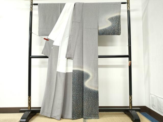 平和屋着物●国際的伝統工芸作家　十二代・藤林徳扇　苑寿　訪問着　霰文　暈し染め　金銀彩　正絹　逸品　CABB4579yc
