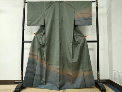 平和屋着物●訪問着　本場染大島紬　霞文　正絹　逸品　CABB4580yc