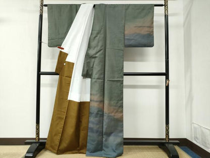 平和屋着物●訪問着　本場染大島紬　霞文　正絹　逸品　CABB4580yc
